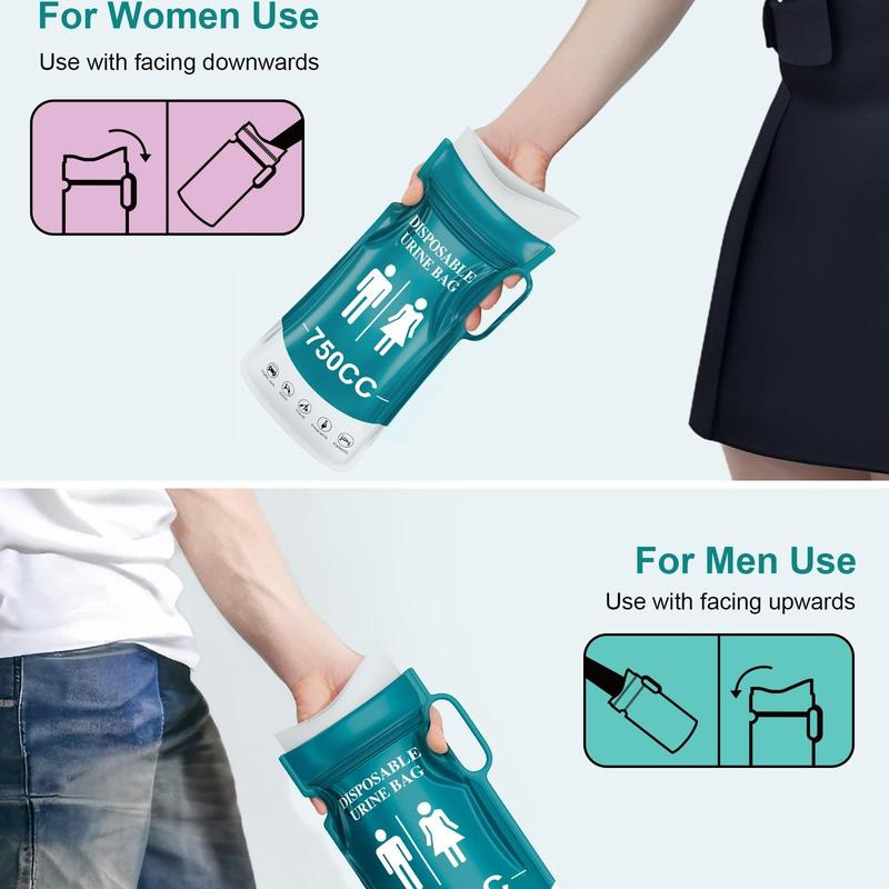 Portable 750cc Disposable Urine Bag for Men & Women, 12pcs set Disposable Urinal Bag with Handle, Emergency Toilet Pee Bag, Christmas Gift