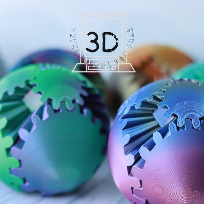 3D Printed - Mechanical Gear Ball Figurine