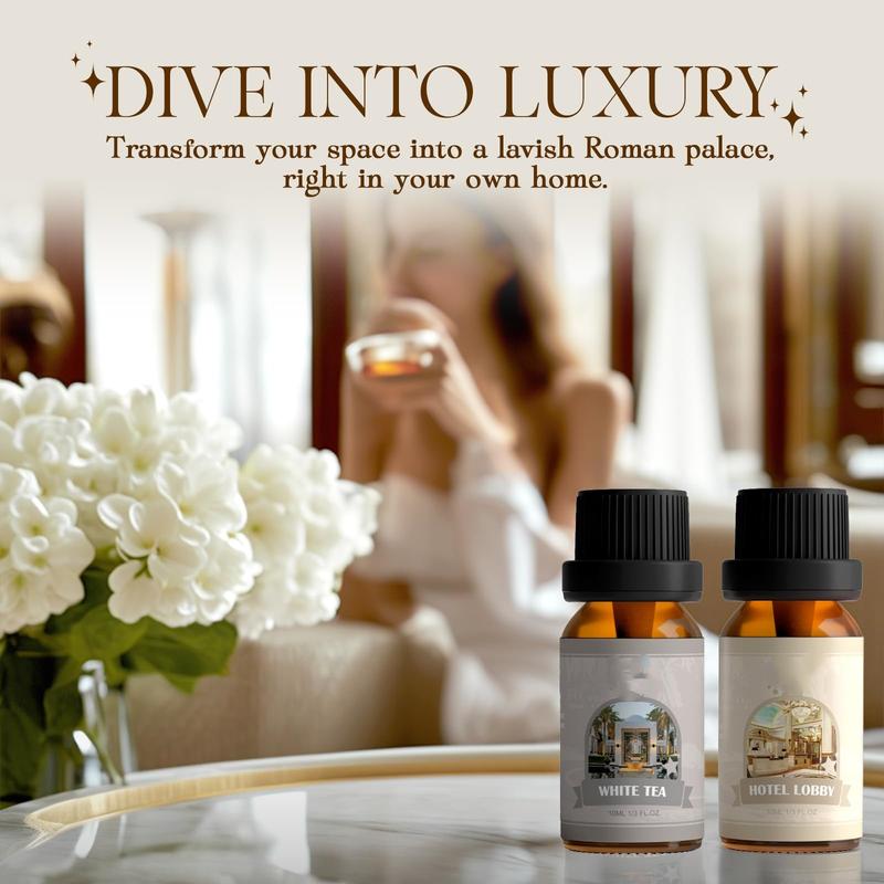 Hotel Fragrance Oil Set - A luxury essential oil set suitable for use in diffusers, candle making, and soap making. Freshener