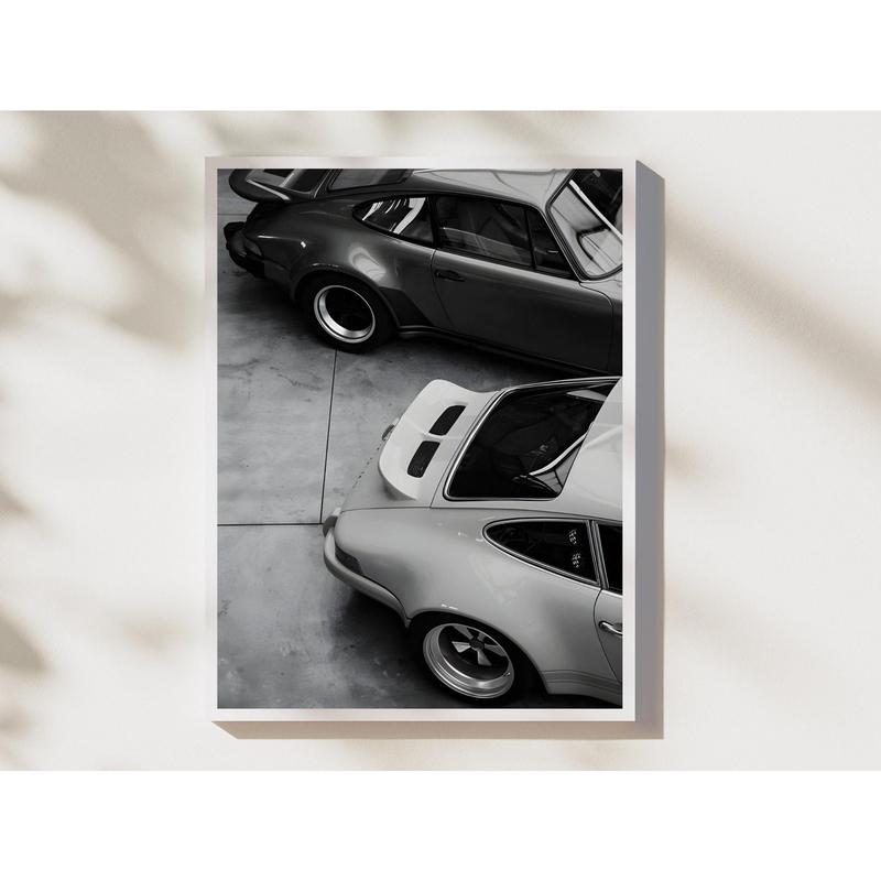 PerectPearlzLnc Vintage Old Porsche 911 Sport Rear View Poster No Framed, Black And White Porsche Wall Art, Classic Car Art, Retro Car Print