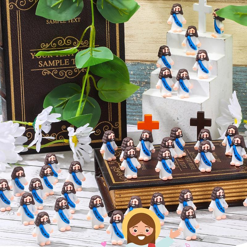 Mini Jesus Figures 25 Pcs Mini Jesus Statue with Slogan Jesus love You Little Jesus Figures, Jesus Mini Statue, Cute Jesus Ornament, Religious Christmas Christian Baptism Gifts, Creative Gift for Family Friend