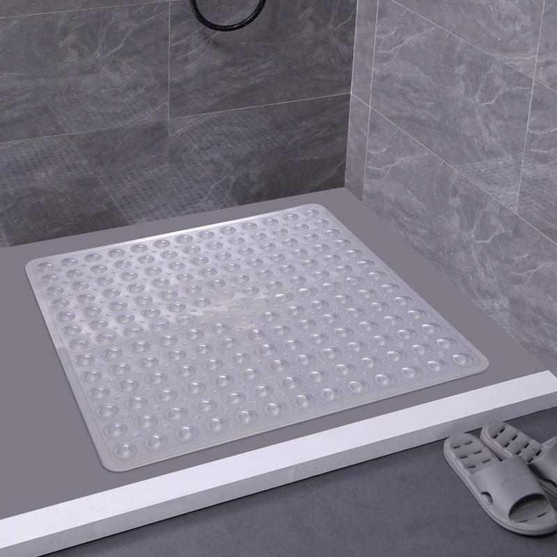 Shower Bathtub Mat, Non-slip Shower Mat, Soft Square Bath for Tub with Suction Cups and Drain Holes, Bathroom Accessories