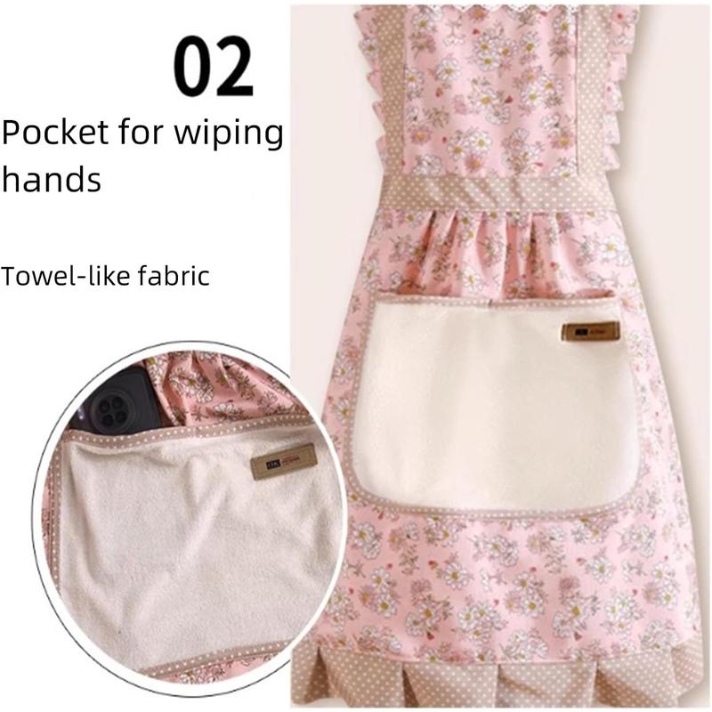 3 Pieces Aprons for Women with Pockets, Floral Kitchen Cooking Aprons,Waterproof Resistant Cotton Apron with Adjustable Strap and Front Pocket for  Kitchen,Cooking,Painting,Baking,Server,Barber