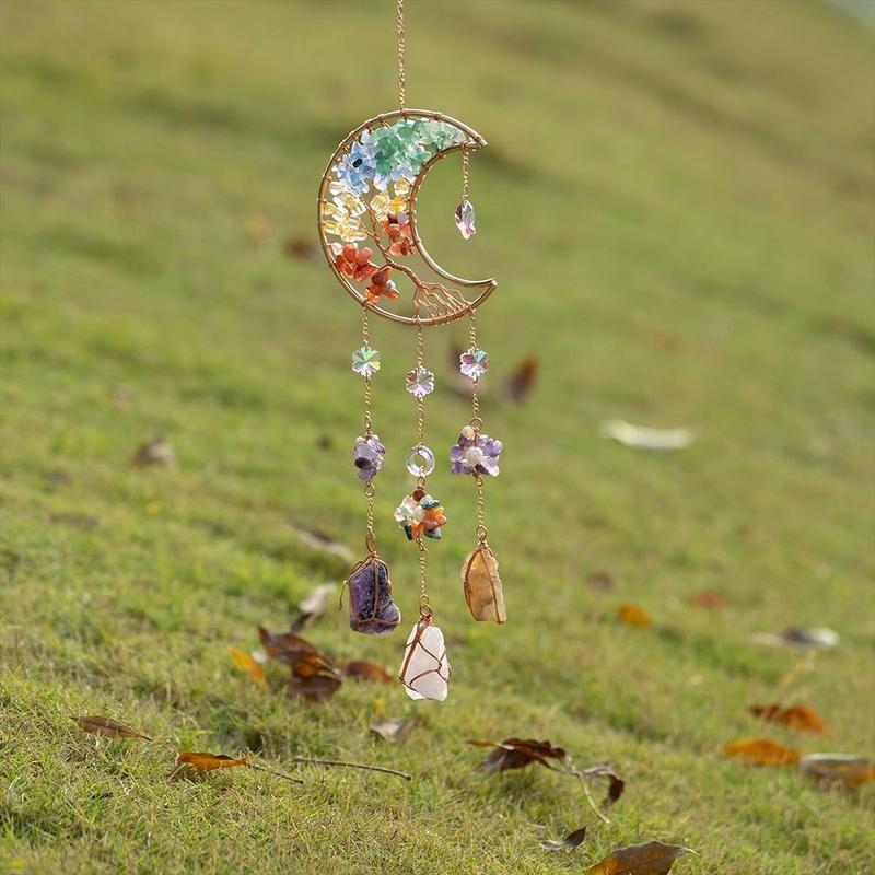 Sun Catcher Pendant Sunshine Rainbow Dreamcatcher Moon Style Wind Chimes Girl Room Gift Pendant, nature stone, back to school gift Decor Hanging Ornaments Hangable Decoration