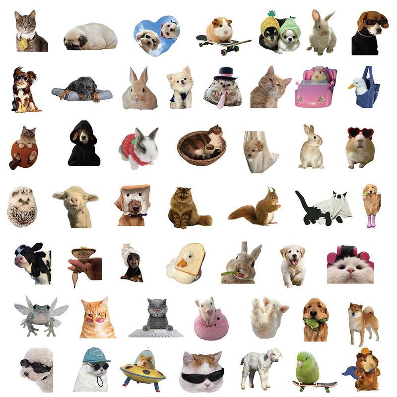 Animal Series Sticker, 50pcs set Waterproof Self Adhesive Decor Paper, Decor Sticker for Gift Greeting Card & Water Bottle & Laptop & Phone