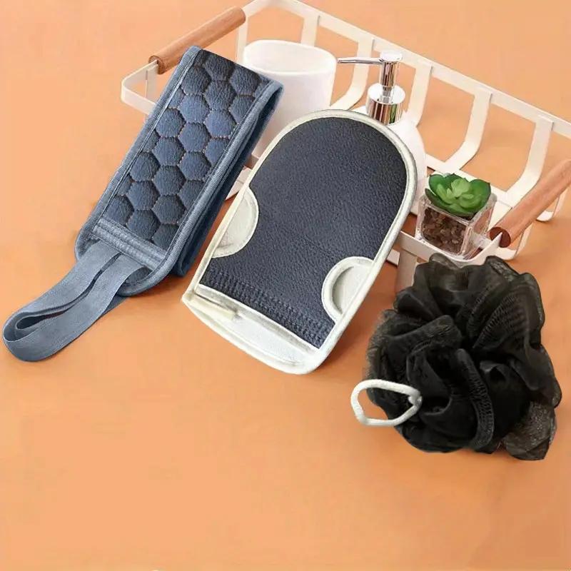 Bath Towel Set, 3pcs set Bath Scrubber, Long Bath Towel, Exfoliating Bath Towel Set, Shower Towel, Bathroom Accessories