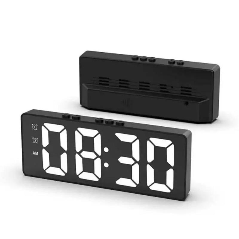 LED Electronic Mirror Alarm Clock, 1 Count USB Rechargeable Digital Clock, Sound Control Temperature Clock, Desktop Decoration for Home Office