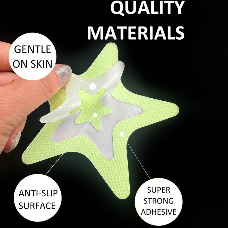 Star Shaped Bathroom Non-slip Sticker, 30 Sheets pack Waterproof Anti-slip Luminous Fluorescence Shower Tread Sticker,safety Bathtub Strips Adhesive Decals for Home Hotel Salon Bathroom Dormitory