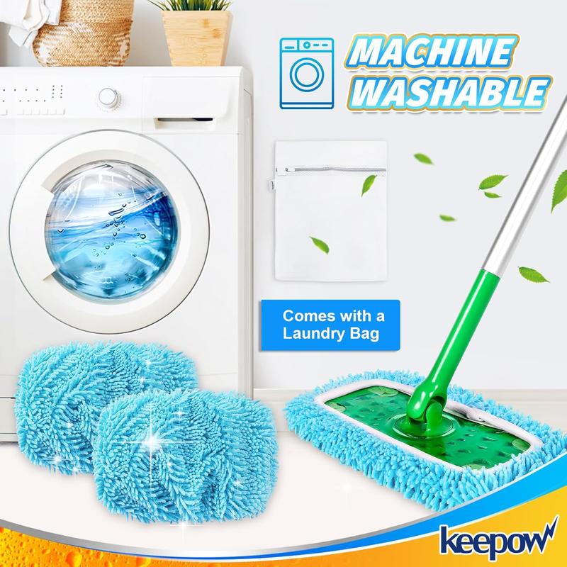 KEEPOW Reusable & Washable Cloths for Swiffer Sweeper Microfiber Mop Pads (Mop is Not Included)