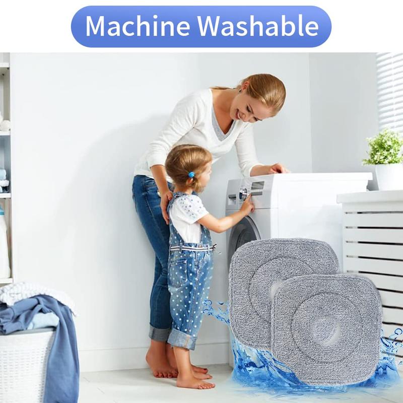 Spin Mop and Bucket System, Includes Spin Mop, Dual Compartment Mop Bucket and Thick Washable Microfiber Mop Pads,Mother's Day gifts