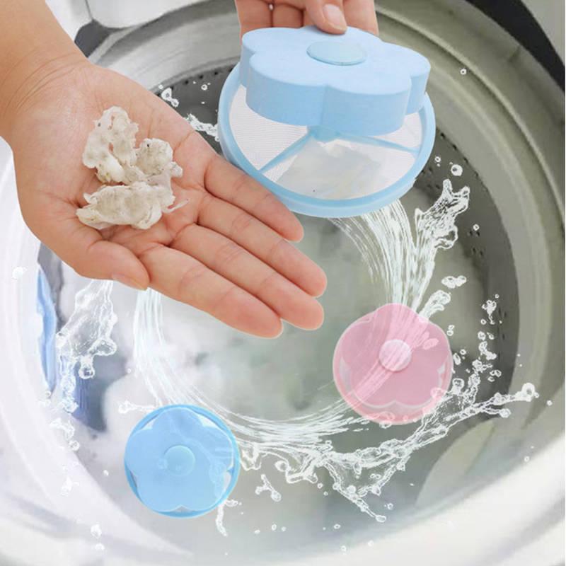 Random Color Washing Machine Hair Catcher, 1 3countsFlower Shaped Hair Filter Bag, Household Lint Collector for Washing Machine