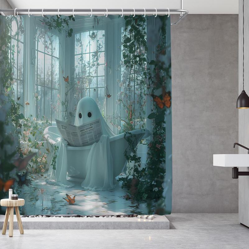 Ghost Pattern Shower Curtain, Waterproof Bathroom Curtain with 12pcs Hooks, Bathroom Decor for Home Hotel Dorm