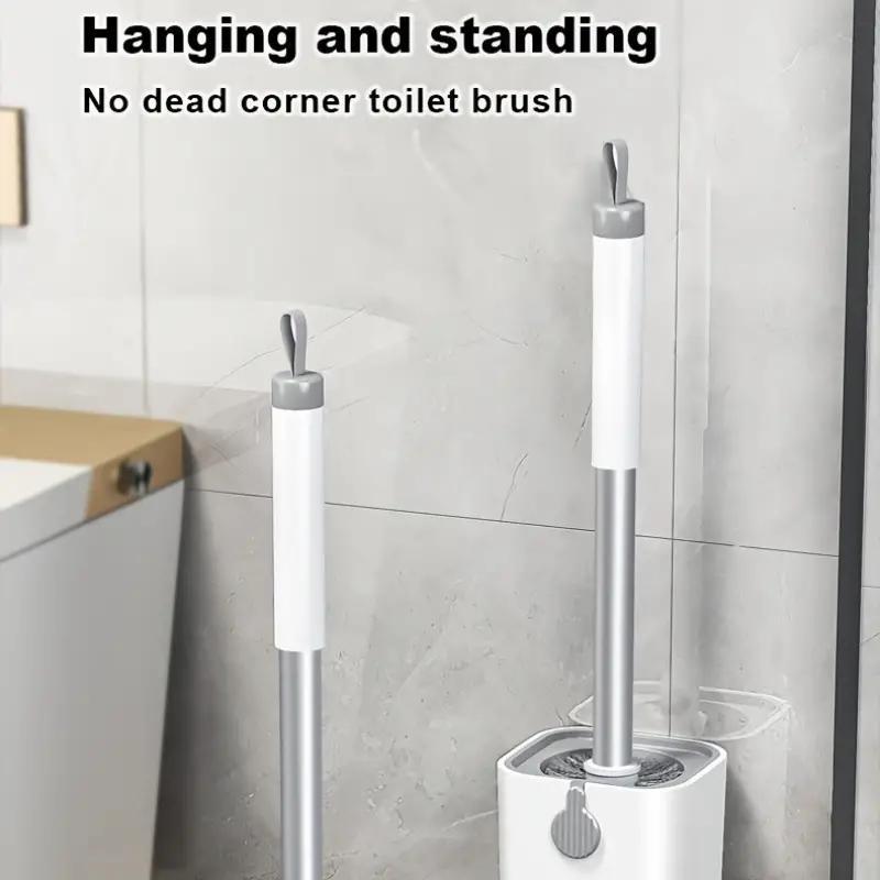 Toilet Brush and Holder Set, 1 Set Wall Mounted Long Handle Toilet Brush and Holder, Household Cleaning Supplies for Bathroom, 2024 Home Bundles