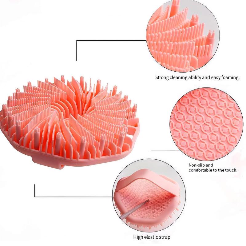 Antimicrobial Silicone Bath Brush with Hook, Exfoliating and Gentle Body Scrubber for Sensitive Skin, Eco-Friendly Reusable Shower Tool Soap Personal