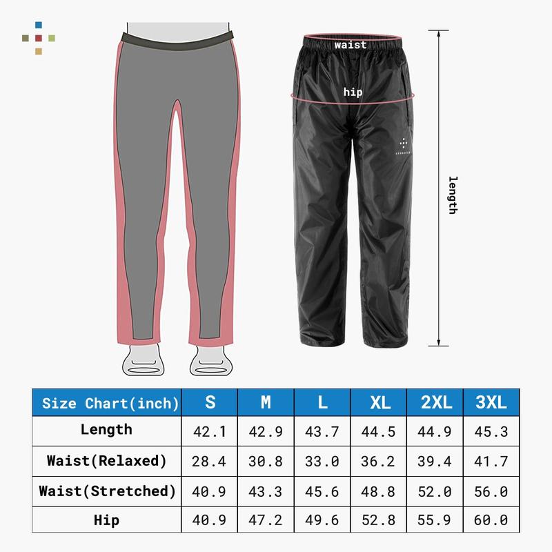 Mens Rain Pants Waterproof Pants with Pockets Lightweight Packable Windproof Outdoor Over Pants for Hiking Fishing