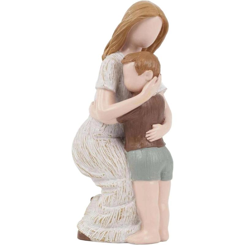 Mother & Son Design Figurine, Hand Painted Statue, Decorative Ornament for Home Office Desktop