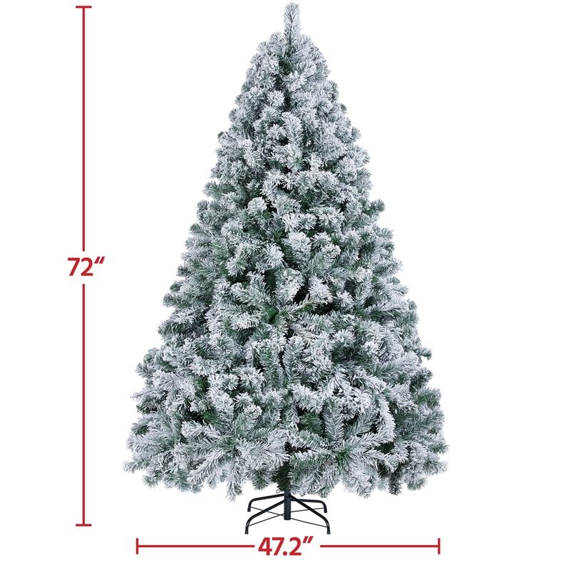 Yaheetech Pre-lit Artificial Christmas Tree with Incandescent Warm White Lights, Snow Flocked Full Prelighted Xmas Tree Foldable Stand Decor Decoration Ornaments