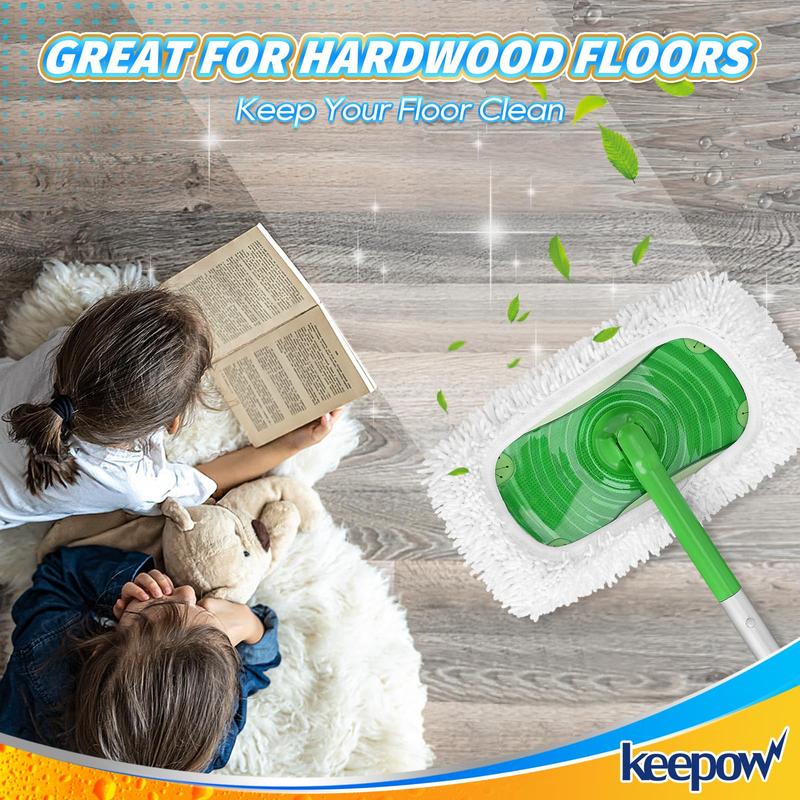 KEEPOW Reusable Microfiber Mop Pads for All 10 Inches Flat Mop 6 Pack (Mop is Not Included)