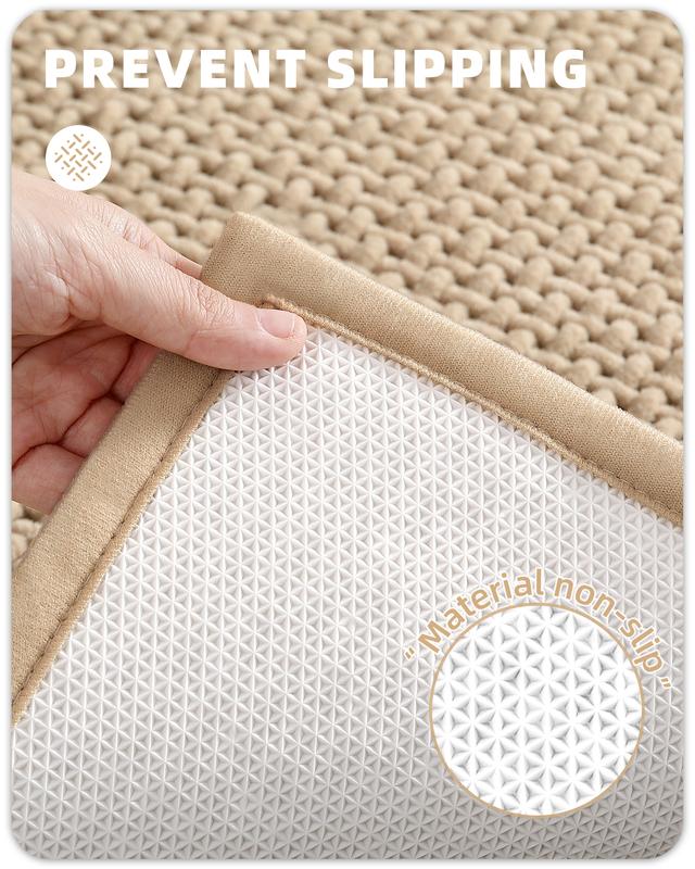 Color&Geometry Chenille Bathroom Rugs Fit Under Door,Non-slip Bath Rug -Absorbent, Flat, Anti-skid, Soft, Machine Washable, Quick Dry Indoor Bath Mats Shower Decor Microfiber