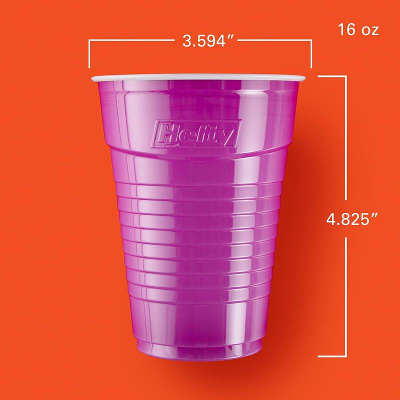 Party On Disposable Plastic Cups, Assorted, 16 Ounce, 100 Count