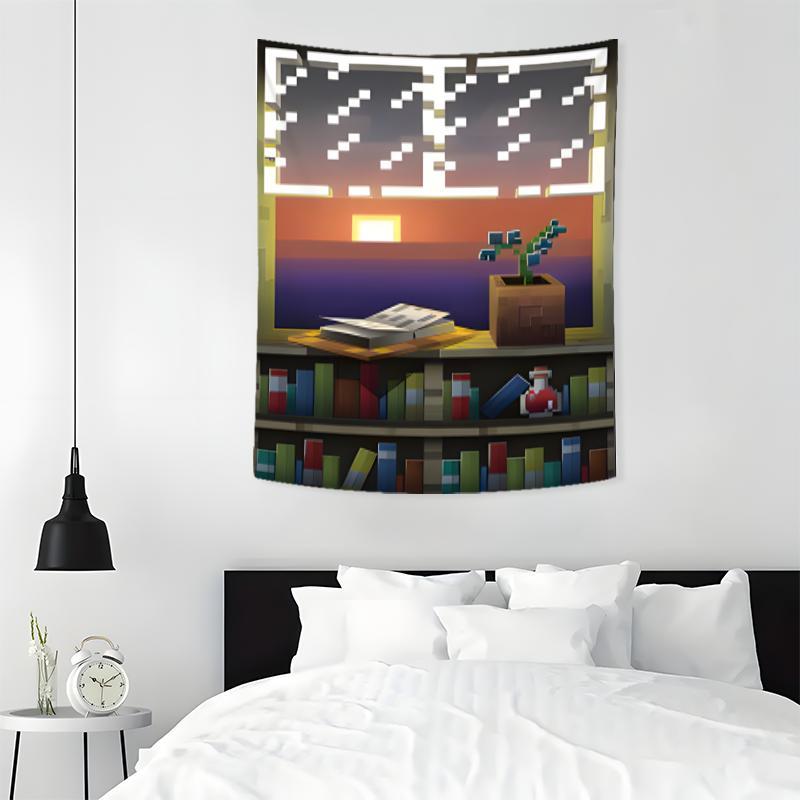 Pixel Sandbox Game Pattern Tapestry, Wall Hanging Decorative Tapestry, Wall Art for Home Living Room Bedroom Dorm, Room Decor