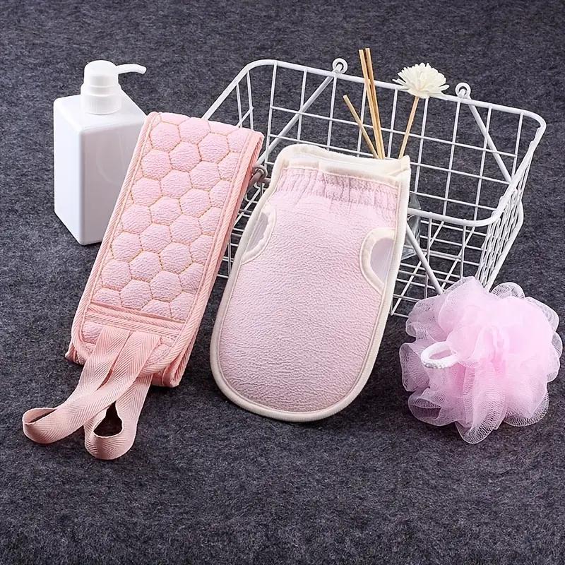 Bath Towel Set, 3pcs set Bath Scrubber, Long Bath Towel, Exfoliating Bath Towel Set, Shower Towel, Bathroom Accessories