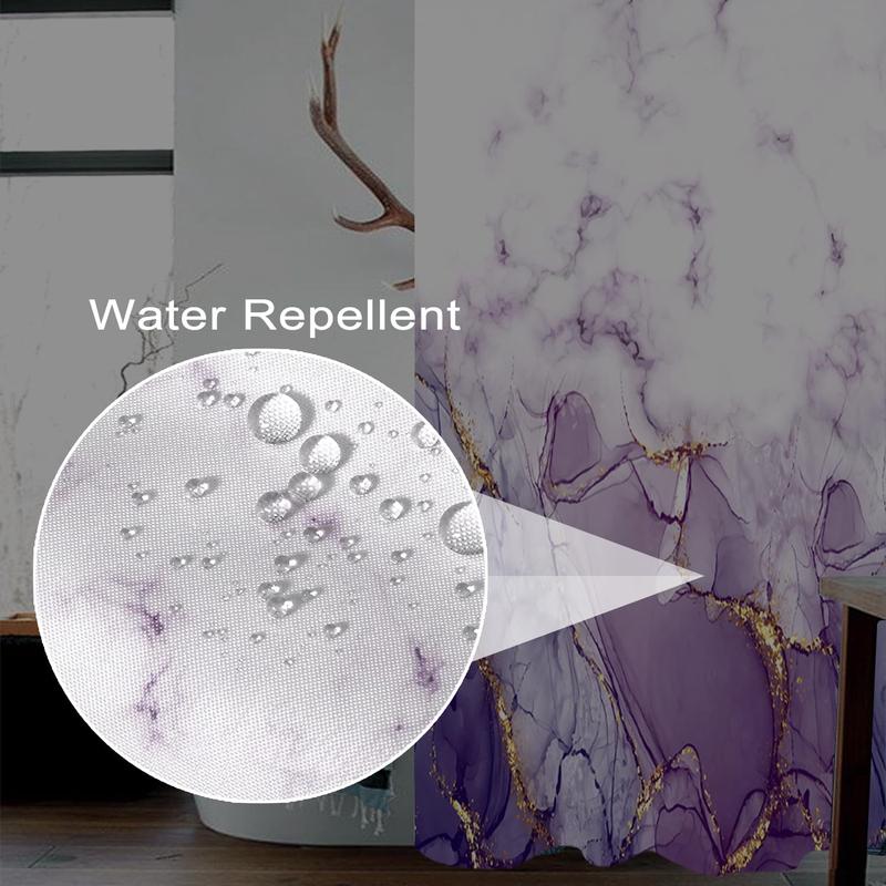 Purple Shower Curtain, Abstract Marble Shower Curtain for Bathroom Waterproof Fabric Shower Curtain Set with Hooks 72x72 inches