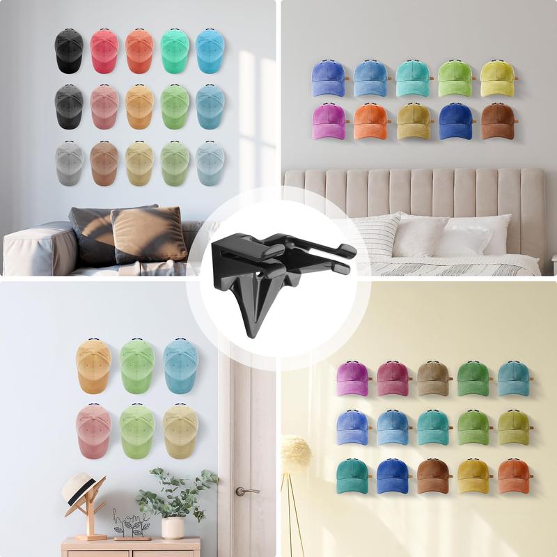 18 Pack Adhesive Hat Hooks for Wall, Perfect Hat Rack for Baseball Caps, Hat Organizer Display for Home Decor, Hat Hangers Holder for Wall, Door, Closet, No Drilling - Patent Pending (Black)