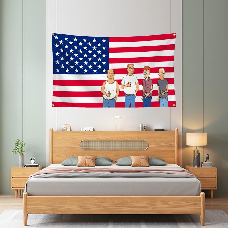 King of the Hill TV show America Flag Fun tapestry 3*5FT banner wall hanging wall art flag suitable for home decoration college dormitory bedroom living room party decoration flag