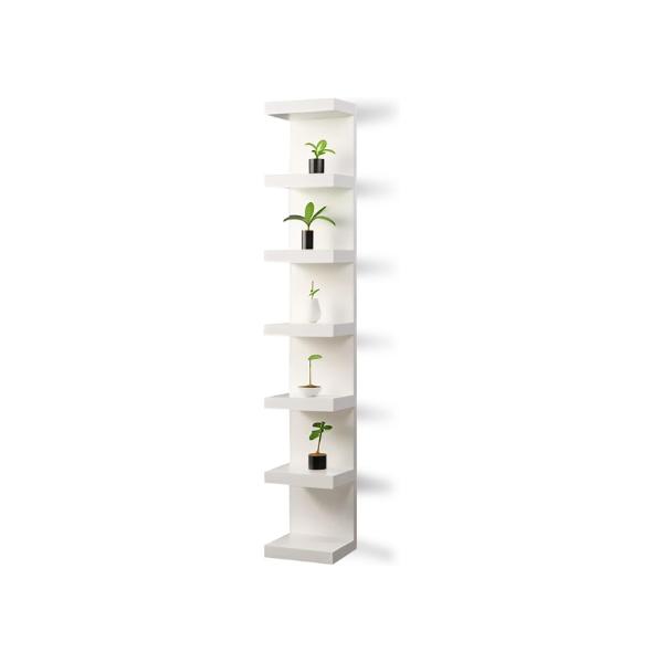 Wall Shelf Unit, 7 Tier Wall Shelves, Vertical Column Shelf Storage Home Decor Organizer Design Utility Lack Shelving, Design for Bedroom Living Room, 11 3 4x74 3 4, (White)