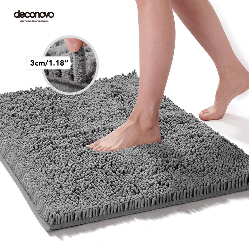 Deconovo Luxury Chenille Bath Rug, Extra Soft and Absorbent Shaggy Bathroom Mat Rugs, Machine Washable, Non-Slip Plush Carpet Runner for Tub, Shower and Bath Room, Suitable for Pet Mat