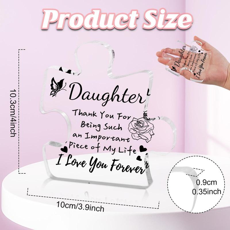 Daughter Acrylic Plaque, Puzzle Shaped Letter Pattern Clear Decorative Plaque, Thank you Gifts for Daughter