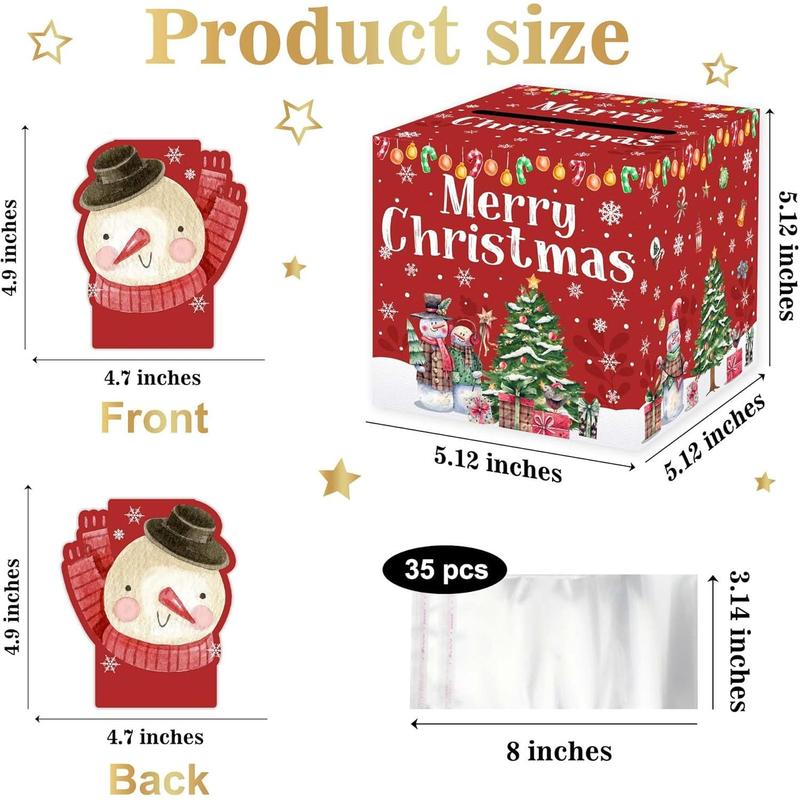 Christmas Party Gifts, Christmas Money Box for Cash Pull, Christmas Money Pull Box with Snowman Card and Transparent Bags, Christmas Money Pull Box, Christmas Money Pull Box for Kids Adults