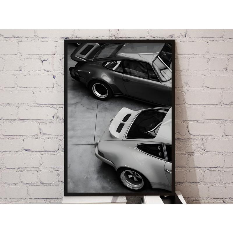 PerectPearlzLnc Vintage Old Porsche 911 Sport Rear View Poster No Framed, Black And White Porsche Wall Art, Classic Car Art, Retro Car Print