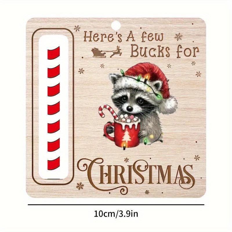 Christmas Money Holder Ornament, 1 Count Cute Cartoon Raccoon Design Money Clip Excluded Money, Christmas Tree Decorations for Home Office Cafe