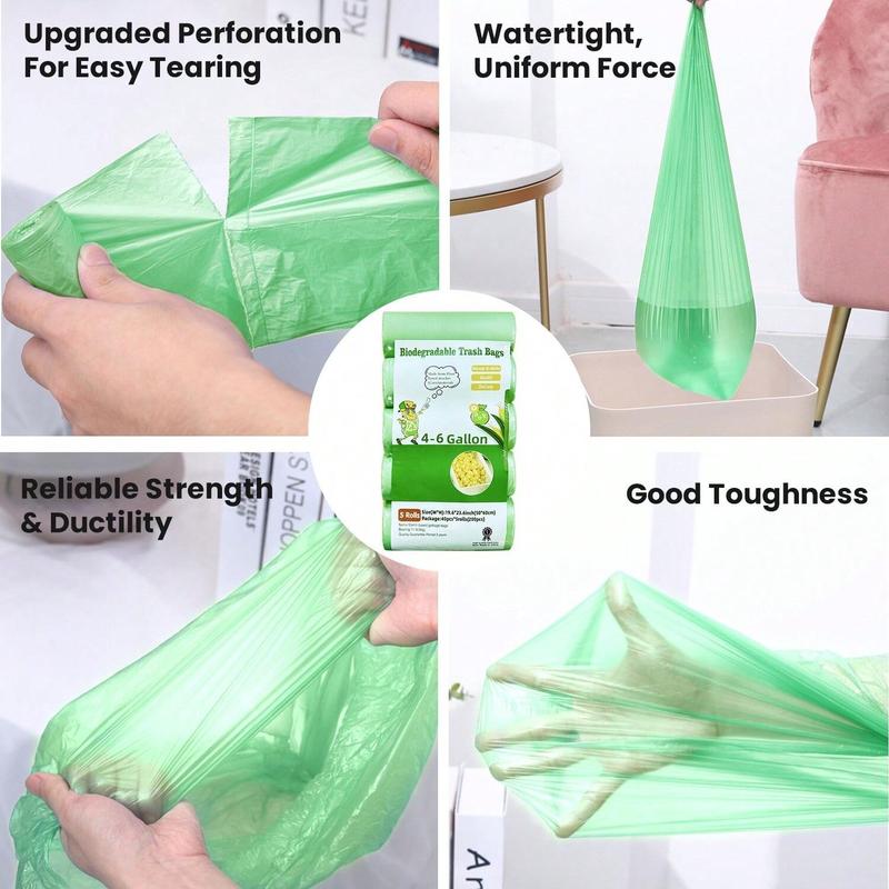 4-6 Gallon Biodegradable Trash Bag, 200pcs set Small Trash Can Liner, Waste Basket Bag, Trash Can Bin Liner for Bathroom Bedroom Kitchen