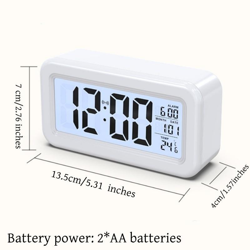 Simple Digital Alarm Clock without Battery, 1 Count LED Alarm Clock with Temperature & Date Display, Desktop Clock for Home Bedroom Office