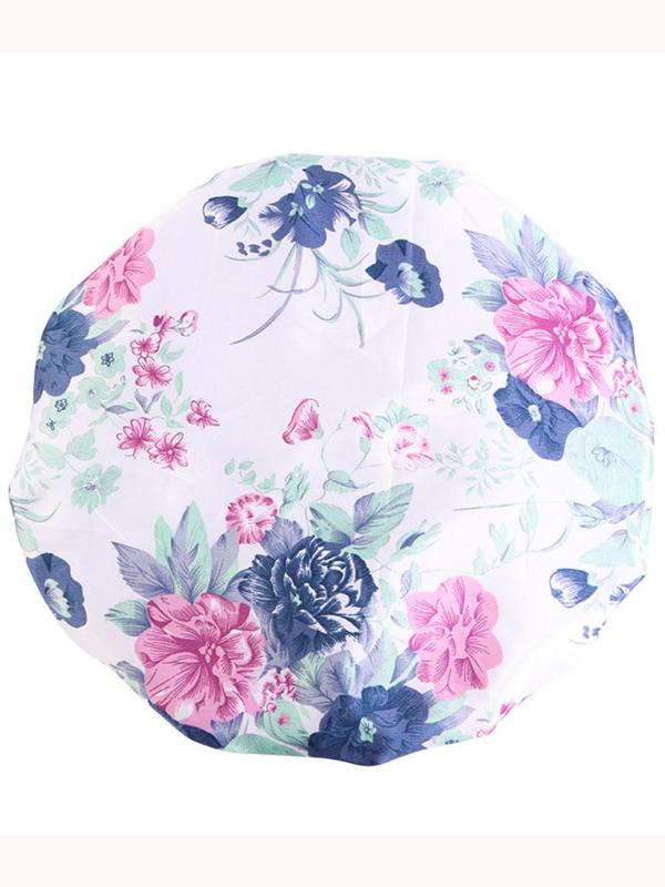 Floral Print Hair Bonnet, Adjustable Hair Bonnet, Waterproof Hair Bonnet for Women, Hair Bonnet for Shower, Bathing, Washing, Drying, Traveling, Camping, Hiking, Swimming