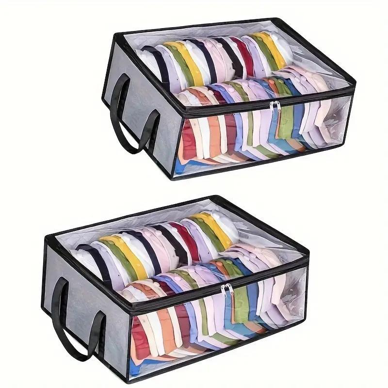 Hat Storage Bag, 1 Count Large Capacity Clear Lid Hat Storage Organizer with Handle & Zipper, Foldable Hat Storage Bag for Home Bedroom