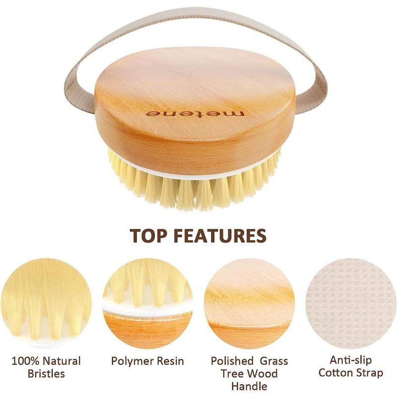 Dry Brushing Body Brush, Exfoliating Body Scrubbers, Natural Bristles for Dry Skin, Improve Circulation, Stop Ingrown Hairs, Reduce Acne and Cellulite-1 Pack(Creative Home) Accessories