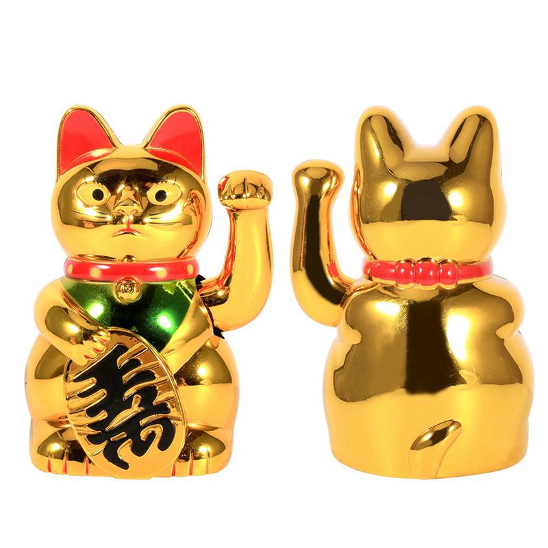 Large Gold Waving Hand Paw Up Wealth Prosperity Welcoming Cat Good Luck Feng Shui Decoration