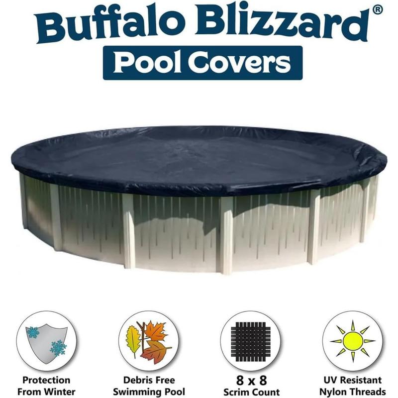 24 ft Round Pool Cover | Economy Above Ground Pool Cover | Blue Black Reversible Heavy Duty Winter Pool Cover | Cold and UV Resistant | Shields Pools from Seasonal Debris