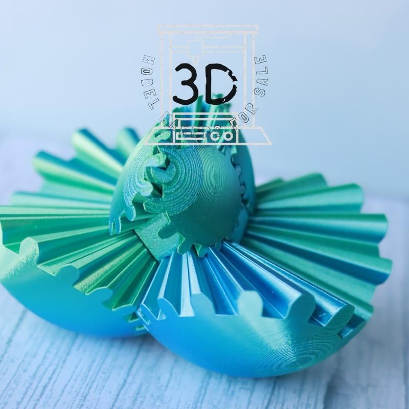 3D Printed - Mechanical Gear Ball Figurine