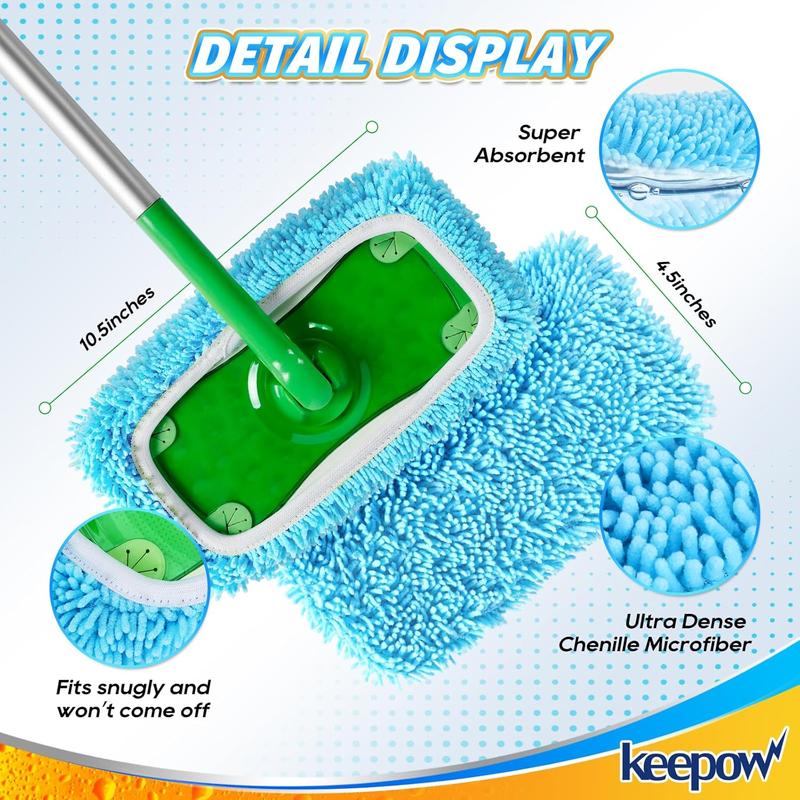 KEEPOW Reusable & Washable Cloths for Swiffer Sweeper Microfiber Mop Pads (Mop is Not Included)