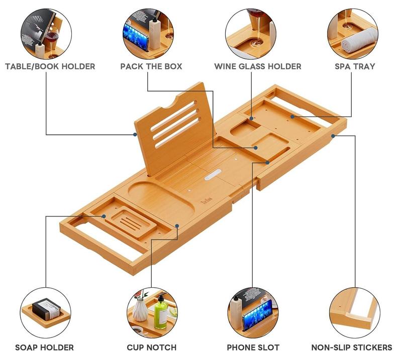 Expandable Bathtub Tray Caddy - Perfect Housewarming, New Home, Anniversary, Wedding, and Bridal Shower Gift for Couples and Women