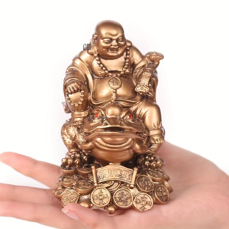 1pc Feng Shui Laughing Buddha Statue - Attract Wealth & Happiness - Wealthy Toad on Money Frog Design - Perfect Car & Home Decor for Chinese New Year - Eye-Catching Prosperity Charm