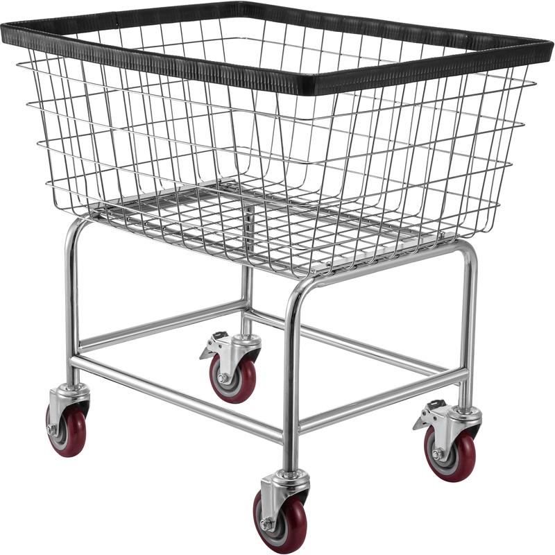 VEVOR Wire Laundry Cart, 2.5 Bushel Wire Laundry Basket with Wheels, 21\'\'x27\'\'x27.5\'\' Commercial Wire Laundry Basket Cart, Steel Frame with Chrome Finish, 4inch Casters, Wire Basket Cart For Lau Organiser