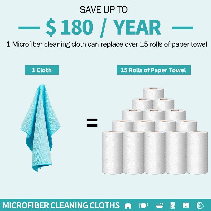 12 Pack Microfiber Cleaning Cloth: 12