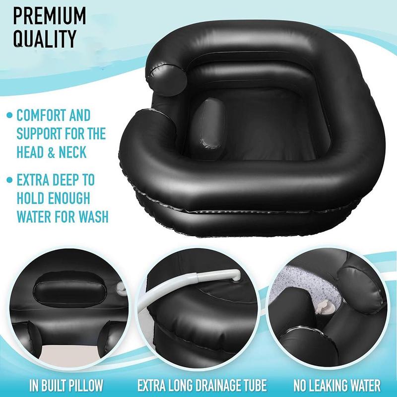 Inflatable Hair Washing Basin, 1 Count Multifunctional Portable Hair Washing Basin with Neck Support Pillow, Home Supplies for Bathroom