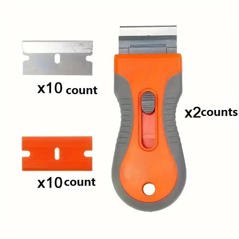 Multi-functional Cleaning Scraper Tool, Including 2 Scraper & 20 Blades, Multipurpose Cleaning Tool for Label, Sticker, Glass & Stove